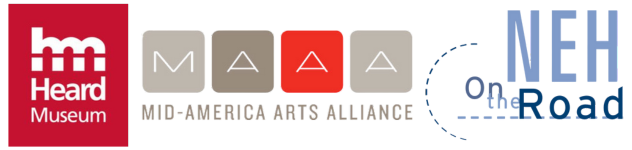 Heard Museum, Mid-America Arts Alliance, and NEH on the Road Logos